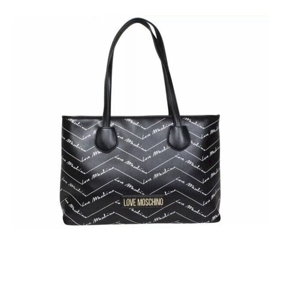 Love Moschino All-Over Logo Romantic Shopper Handbag Women's JC4243PP0BKH0 Black - Picture 1 of 6